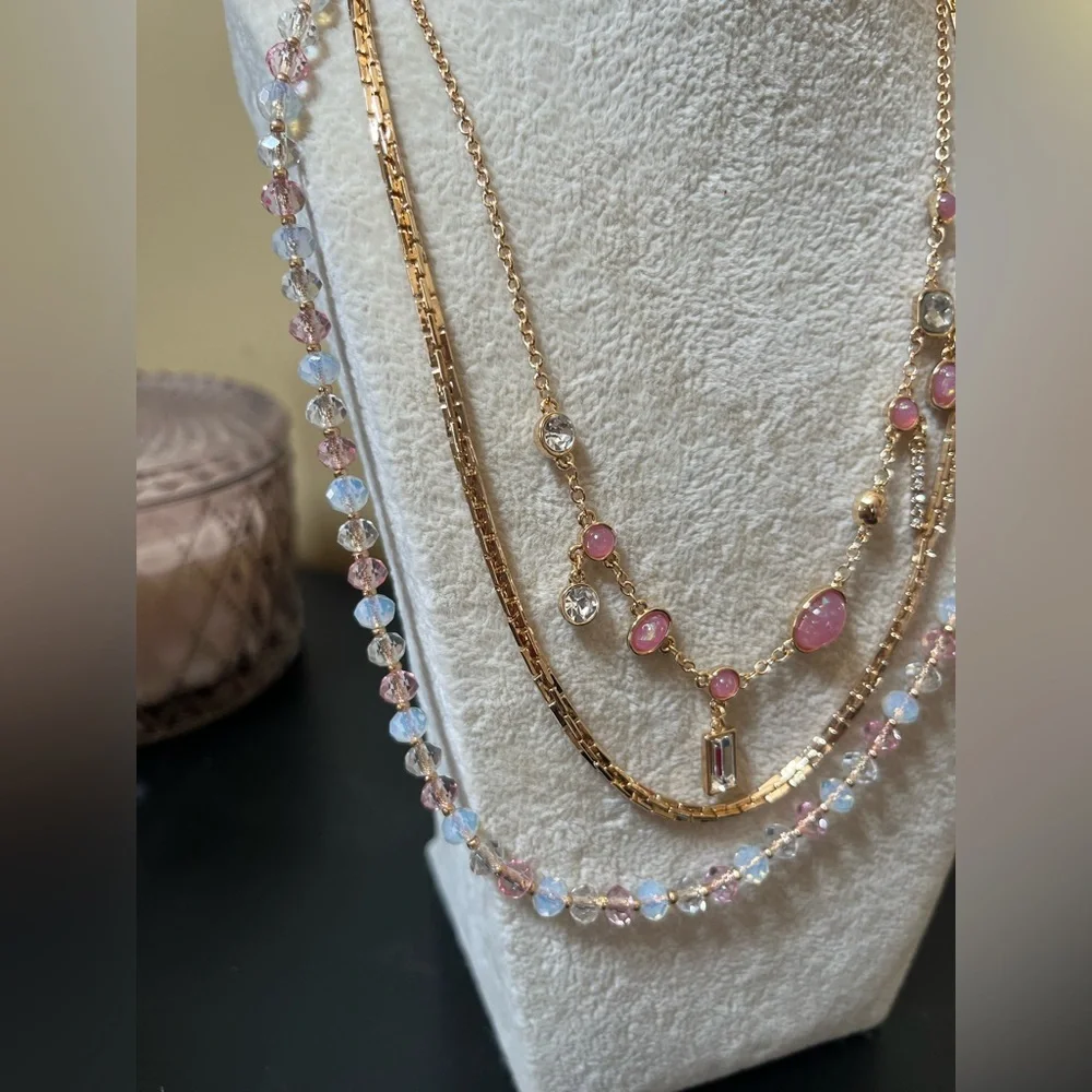 New! Guess Gold-Tone Mixed Stone Layered
Necklace, 16 2 extender - Picture 2 of 10